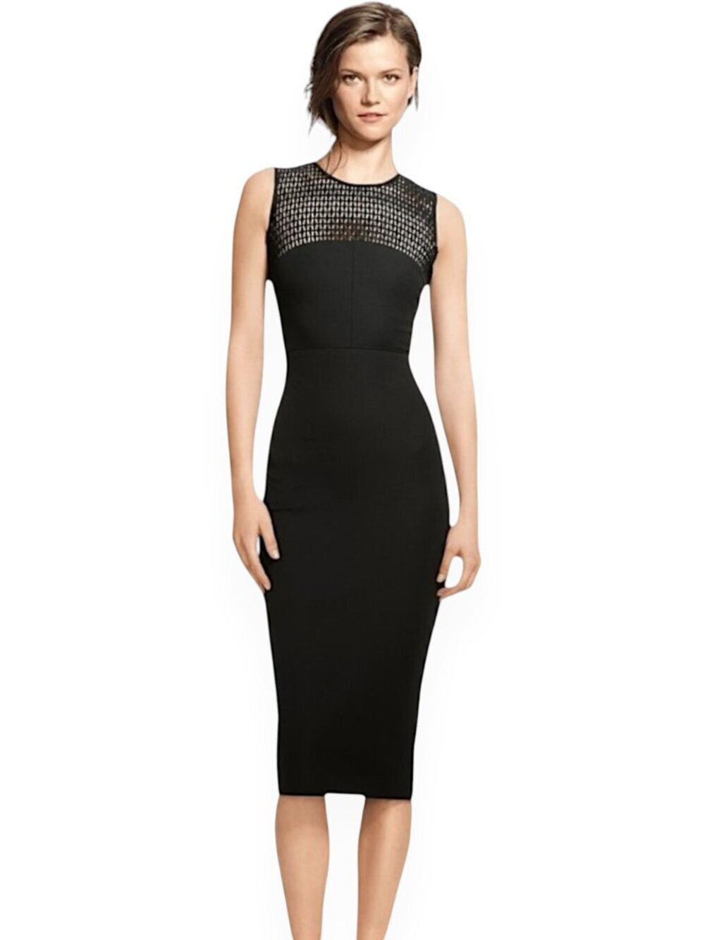 Roland Mouret Banana Republic Black Lace Panel Stretch Sheath Pencil Dress NWT 2